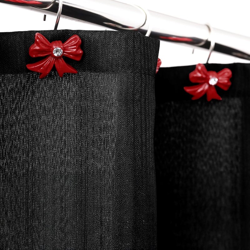 Popkozzi Red Christmas Shower Curtain Hooks: Cute Bow Knot Shaped Rustproof Stainless Steel Decorative Shower Rings for Xmas Winter Holiday Bathroom Décor - Chic Bathroom Girls Women Accessories - Image 4